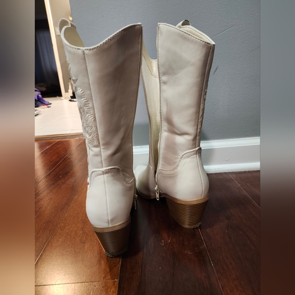 Yetier Women's beige western cowboy boots - Picture 3 of 7